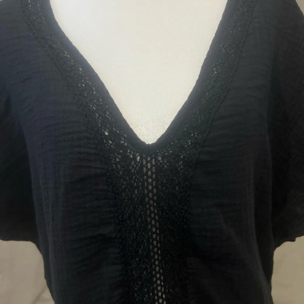 KOL SOL Women's V-Neck Swimsuit Cover‎ Up Black Sz L - Picture 4 of 7